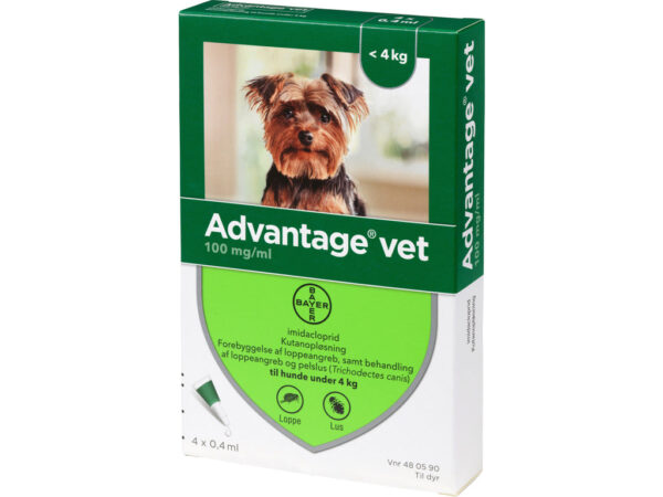 Advantage loppemiddel til hund 0-4 kg 4 pipetter