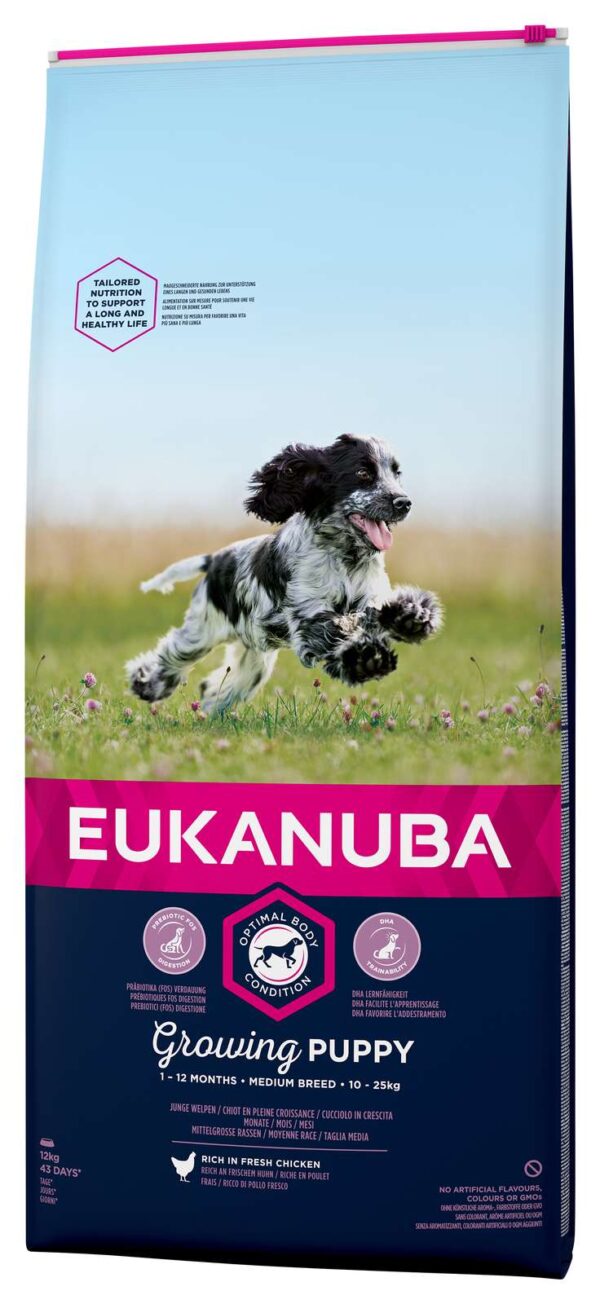 Eukanuba puppy medium hundefoder kylling & ris 12kg