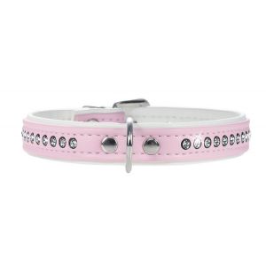 Hunter smart halsbånd til hund, med sten, I rosa kunstskind XS