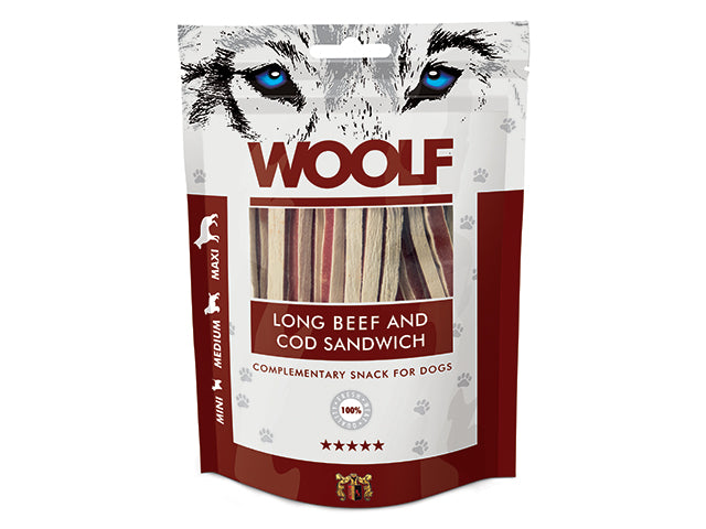 Woolf Lang Sandwich med Okse og Torsk 100g Hundegodbidder