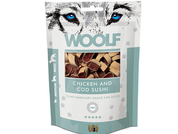Woolf Sushi med Kylling og Torsk 100g Hundegodbidder
