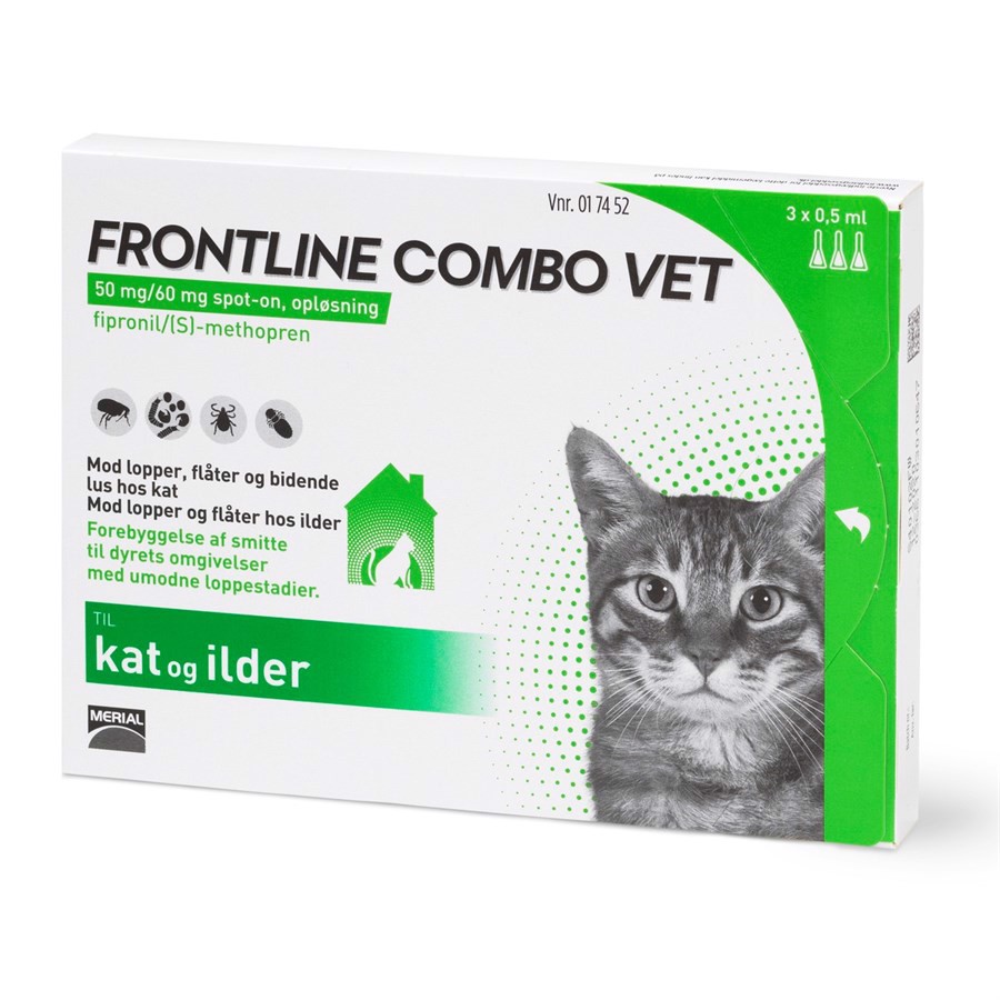 Frontline Combo loppemiddel til voksne katte, 3 stk