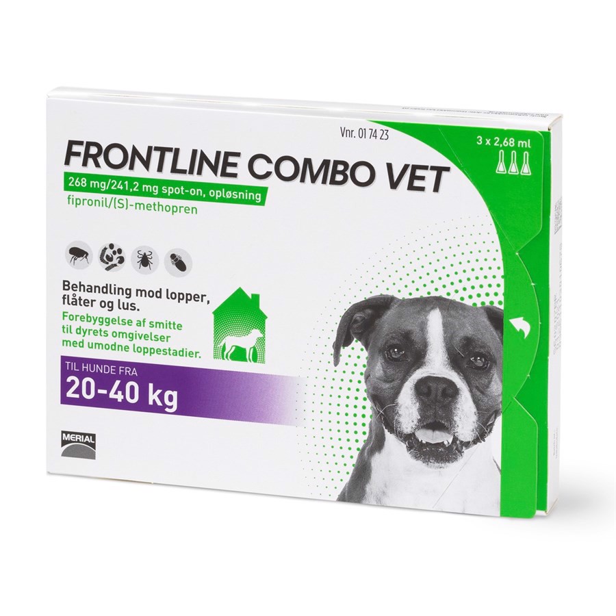 Frontline Combo loppemiddel til hunde 20-40 kg, 3 stk