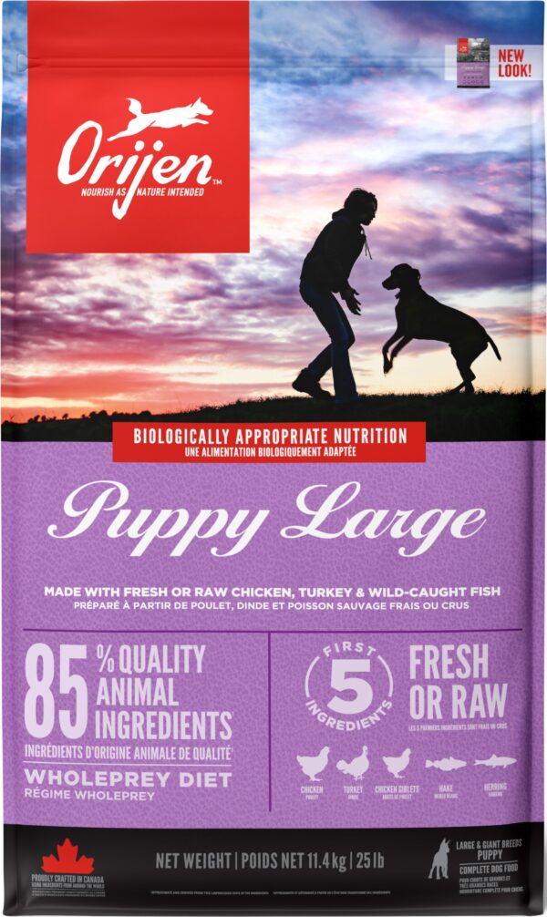 Orijen Puppy Large Breed. Kornfrit hundefoder.