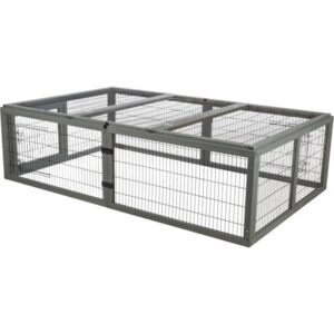 Løbegård i træ med tag til gnavere, 174 x 109 x 48 cm