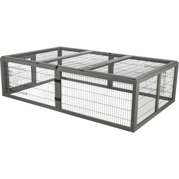 Løbegård i træ med tag til gnavere, 174 x 109 x 48 cm